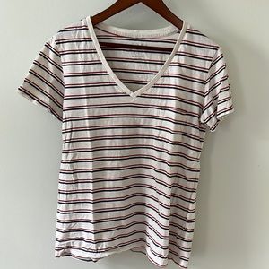 Vintage-style blue and red striped Universal Thread “Monterey V-neck” T-shirt